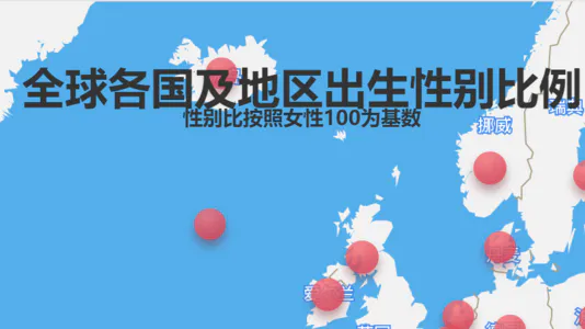 全球各国及地区出生性别比例1962-2017