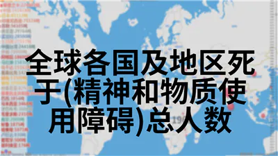 全球各国及地区死于(精神和物质使用障碍)总人数