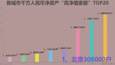 各城市千万人民币净资产“高净值家庭”TOP20