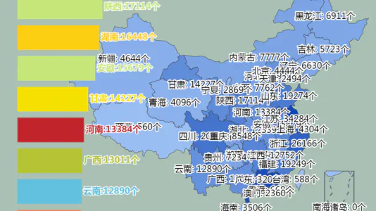 各省社会组织、自治组织单位数