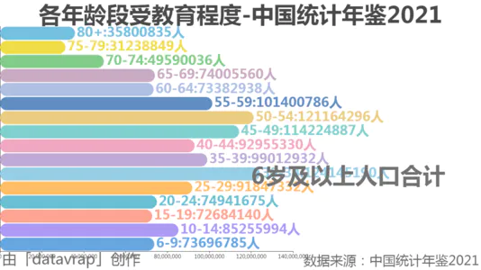 各年龄段受教育程度-中国统计年鉴2021