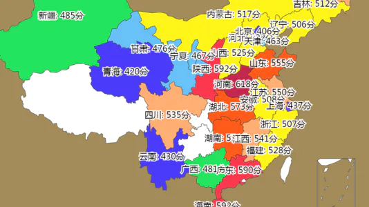 全国统一卷各省理工类普通本科分数线