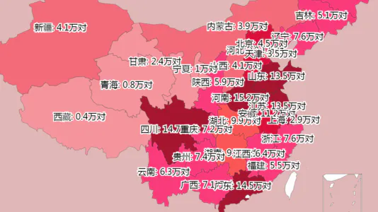 2021年各省离婚登记情况