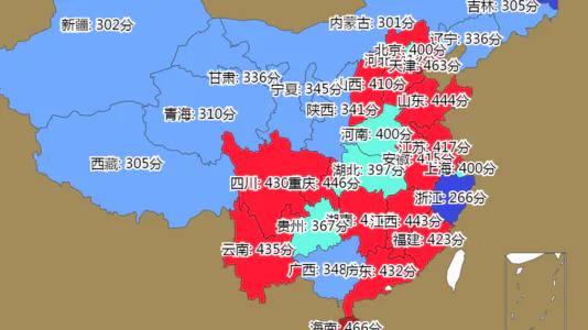 2021年各省高考普通本科理工类最低分数线