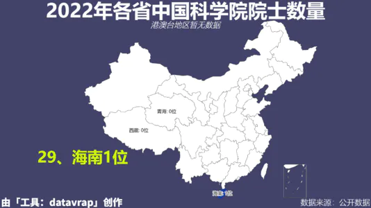 2022年各省中国科学院院士数量