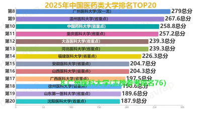 2025年中国医药类大学排名TOP20